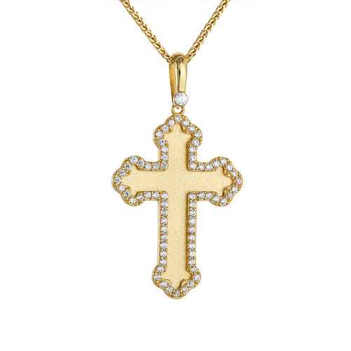 Χρυσός γυναικείος βαπτιστικός σταυρός Κ14 με αλυσίδα