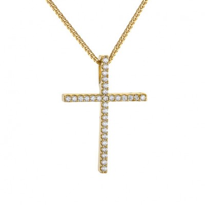 Χρυσός γυναικείος βαπτιστικός σταυρός Κ14 με αλυσίδα
