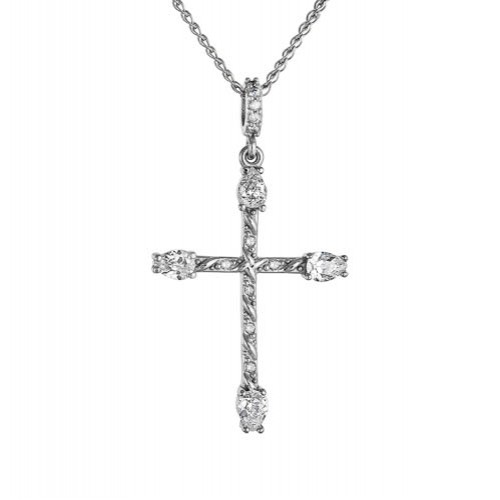 Λευκόχρυσος γυναικείος βαπτιστικός σταυρός Κ14 με αλυσίδα