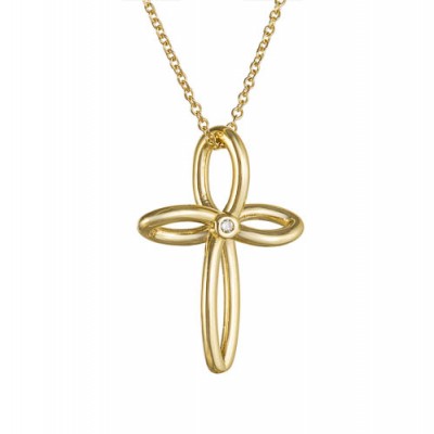 Χρυσός γυναικείος βαπτιστικός σταυρός Κ14 με αλυσίδα