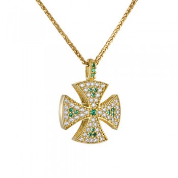 Χρυσός γυναικείος σταυρός Μάλτας Κ14 με αλυσίδα