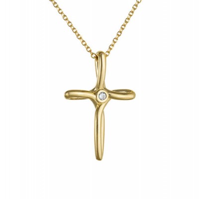 Χρυσός γυναικείος βαπτιστικός σταυρός Κ14 με αλυσίδα