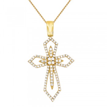 Χρυσός γυναικείος σταυρός Κ14 με αλυσίδα