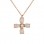 Ροζ χρυσός σταυρός Κ14 με χαλαζία και αλυσίδα