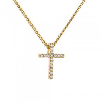Χρυσό γυναικείο σταυρουδάκι Κ14 με αλυσίδα