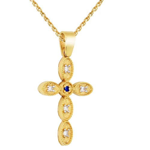 Χρυσός γυναικείος σταυρός Κ14 με αλυσίδα