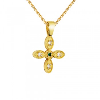 Χρυσός γυναικείος σταυρός Κ14 με αλυσίδα