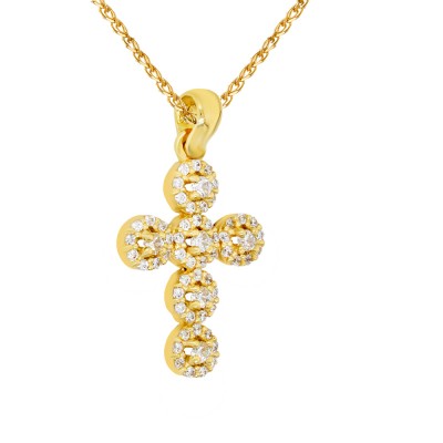Χρυσός γυναικείος σταυρός Κ14 με αλυσίδα