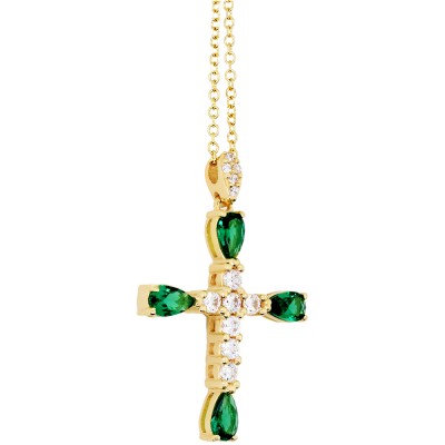 Χρυσός γυναικείος σταυρός Κ14 με αλυσίδα