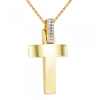 Χρυσός γυναικείος βαπτιστικός σταυρός Κ14 με αλυσίδα