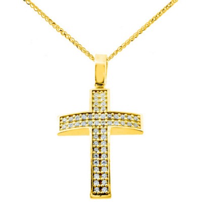 Χρυσός σταυρός Κ14 με αλυσίδα