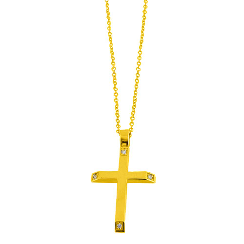 Χρυσός σταυρός Κ14 με αλυσίδα