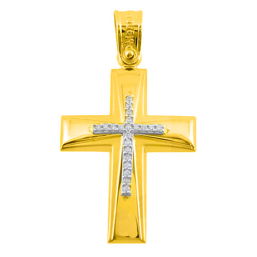 Χρυσός βαπτιστικός σταυρός Κ14 με ζιργκόν