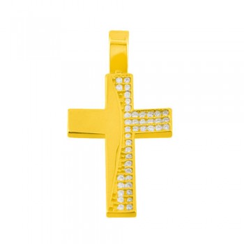 Χρυσός σταυρός Κ14 με ζιργκόν