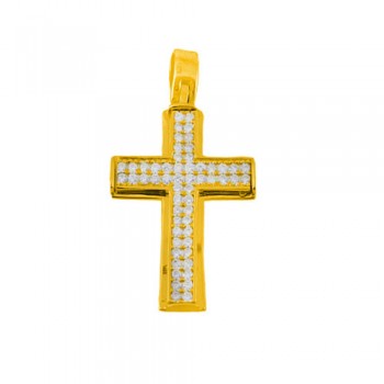 Χρυσός σταυρός Κ14 με ζιργκόν