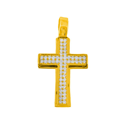 Χρυσός σταυρός Κ14 με ζιργκόν