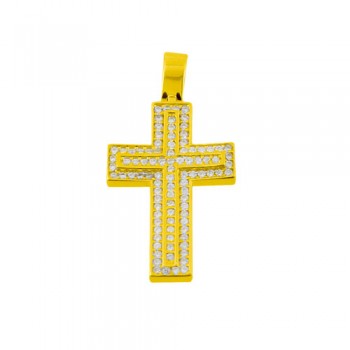 Χρυσός σταυρός Κ14 με ζιργκόν