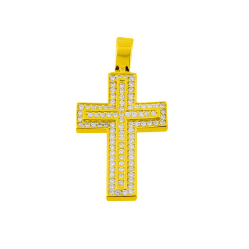 Χρυσός σταυρός Κ14 με ζιργκόν