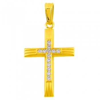 Χρυσός βαπτιστικός σταυρός Κ14 με ζιργκόν