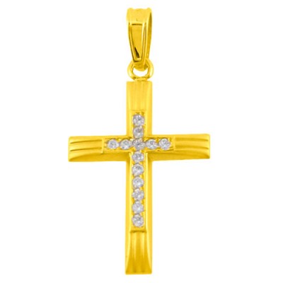 Χρυσός βαπτιστικός σταυρός Κ14 με ζιργκόν