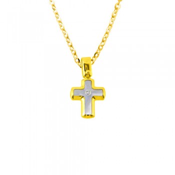 Χρυσός σταυρός Κ14 με brilliant