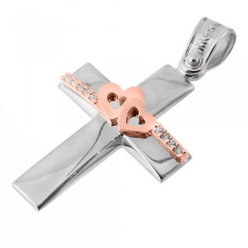 Λευκόχρυσος βαπτιστικός σταυρός Κ14 με αλυσίδα