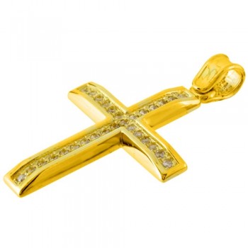 Χρυσός βαπτιστικός σταυρός Κ9 με αλυσίδα