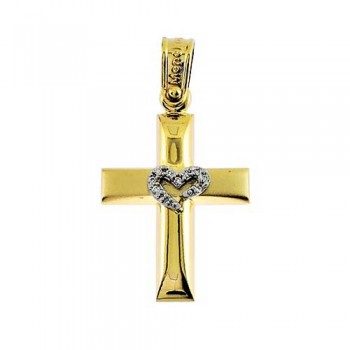 Χρυσός σταυρός Κ14 με ζιργκόν