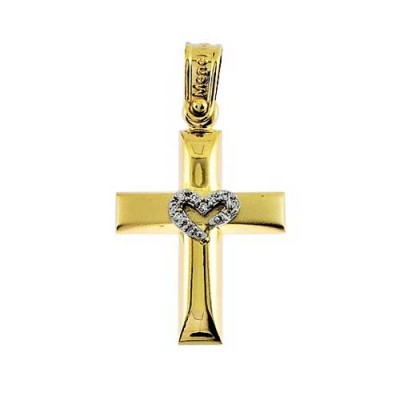 Χρυσός σταυρός Κ14 με ζιργκόν