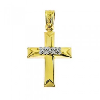 Χρυσός σταυρός Κ14 με ζιργκόν