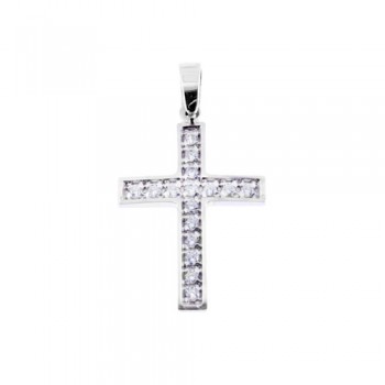Λευκόχρυσος σταυρός Κ9 με ζιργκόν