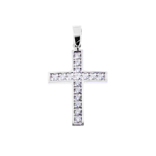 Λευκόχρυσος σταυρός Κ9 με ζιργκόν