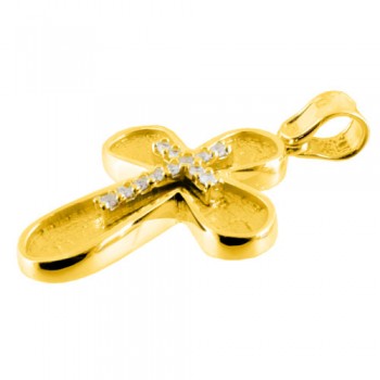 Χρυσός μασίφ βαπτιστικός σταυρός Κ14 με αλυσίδα