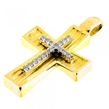Χρυσός μασίφ βαπτιστικός σταυρός Κ14 με αλυσίδα