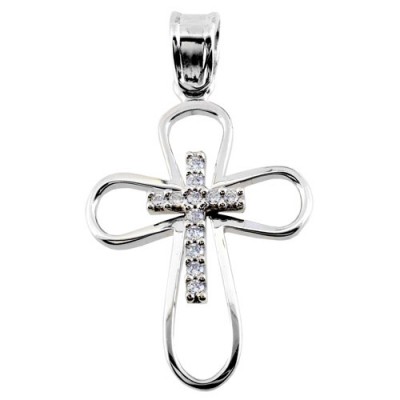 Λευκόχρυσος βαπτιστικός σταυρός Κ14