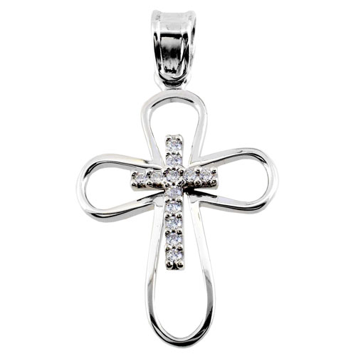 Λευκόχρυσος βαπτιστικός σταυρός Κ14