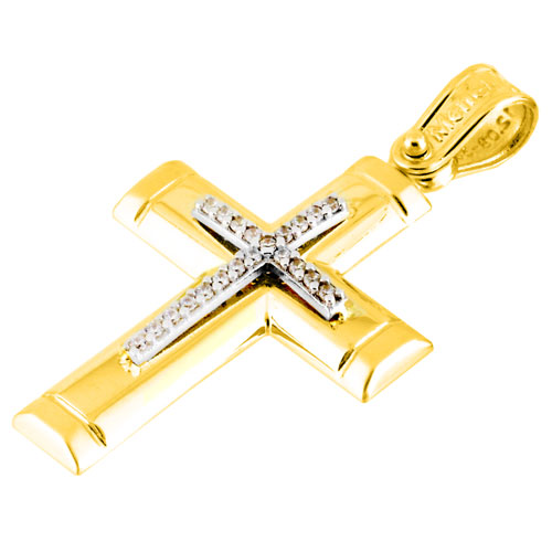 Χρυσός βαπτιστικός σταυρός Κ14 με αλυσίδα