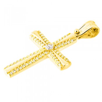 Χρυσός βαπτιστικός σταυρός Κ14 με αλυσίδα