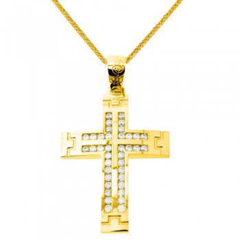Χρυσός βαπτιστικός σταυρός Κ14 με αλυσίδα