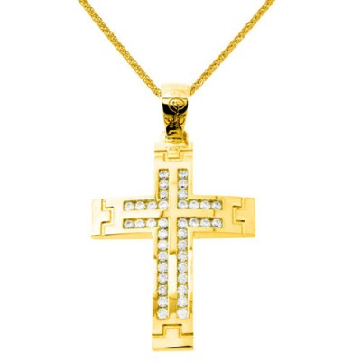 Χρυσός βαπτιστικός σταυρός Κ14 με αλυσίδα