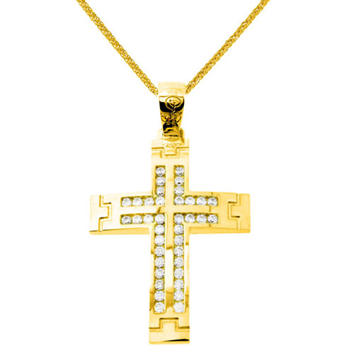 Χρυσός βαπτιστικός σταυρός Κ14 με αλυσίδα