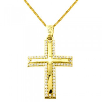 Χρυσός βαπτιστικός σταυρός Κ14 με αλυσίδα
