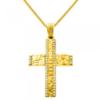 Χρυσός βαπτιστικός σταυρός Κ14 με αλυσίδα