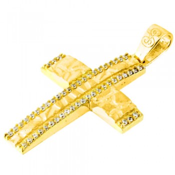 Χρυσός βαπτιστικός σταυρός Κ14 με αλυσίδα