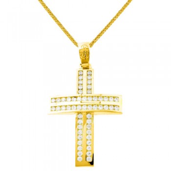 Χρυσός βαπτιστικός σταυρός Κ14 με αλυσίδα