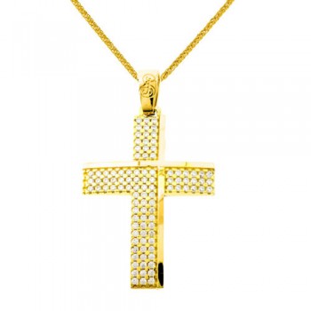 Χρυσός βαπτιστικός σταυρός Κ14 με αλυσίδα