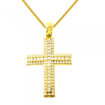 Χρυσός βαπτιστικός σταυρός Κ14 με αλυσίδα