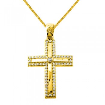 Χρυσός βαπτιστικός σταυρός Κ14 με αλυσίδα