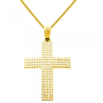 Χρυσός βαπτιστικός σταυρός Κ14 με αλυσίδα