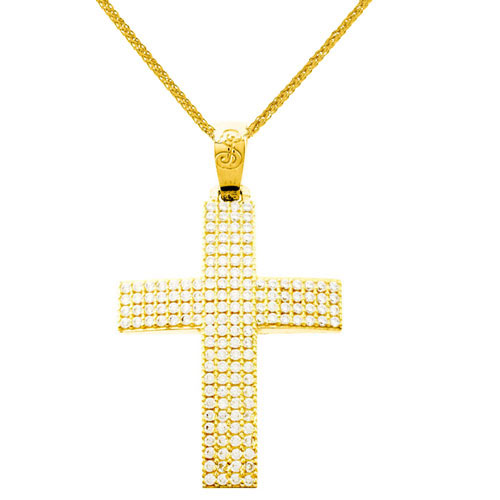 Χρυσός βαπτιστικός σταυρός Κ14 με αλυσίδα